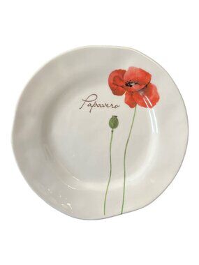 Opificio Etico Papavero Poppy Plate – 9” Ceramic – Made in Italy – Red Floral De
